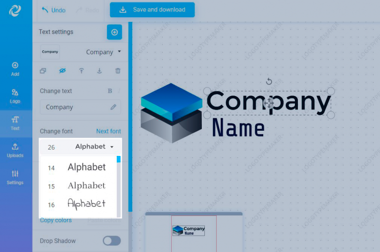 How to change text font? Logotypemaker